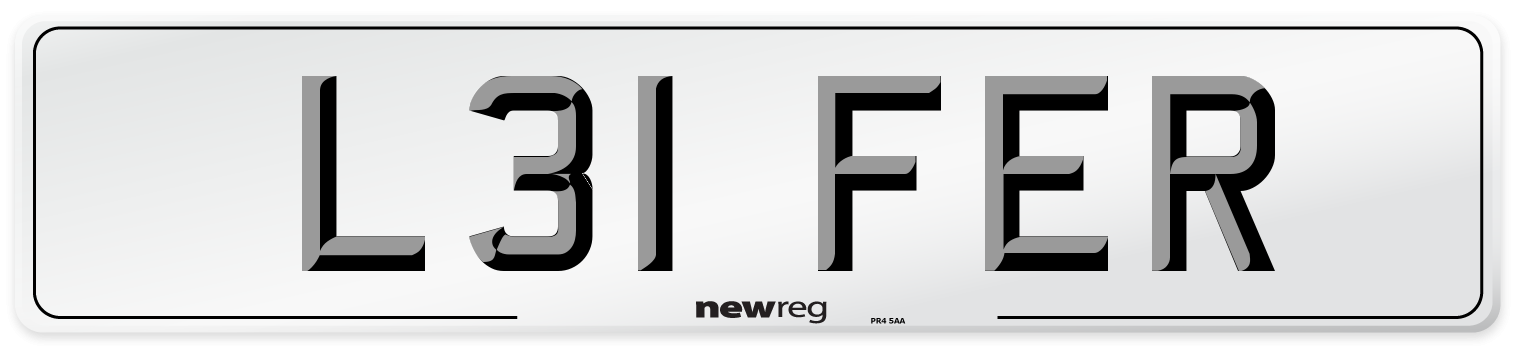 L31 FER Number Plate from New Reg